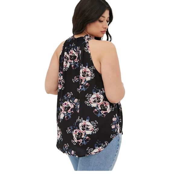 Torrid NWT Keyhole Halter - Georgette Floral Black Size 3X High Neck Sleeveless - Picture 4 of 9